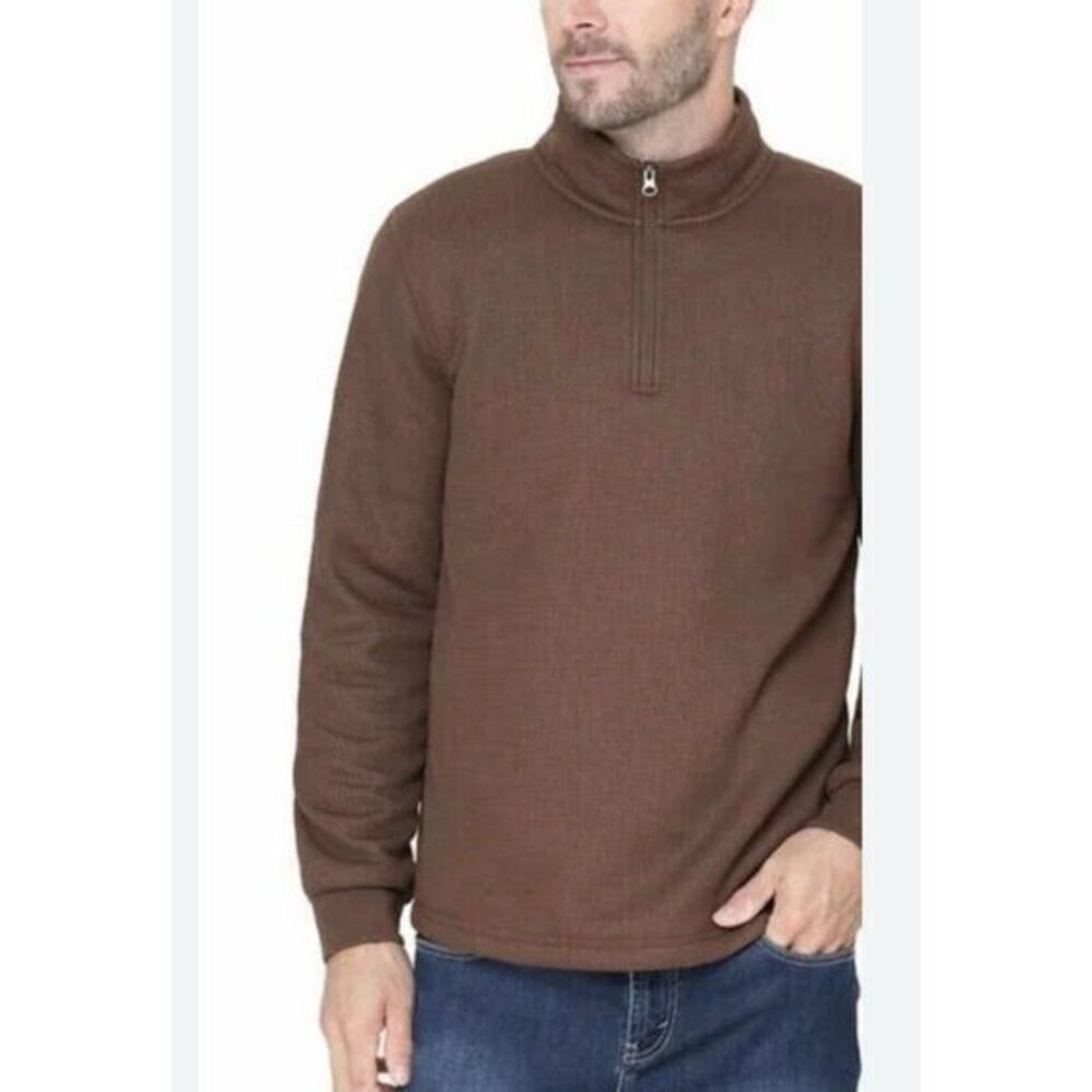 BC Clothing Men’s Waffle Knit Sweatshirt sz M Pullover Brown NWOT